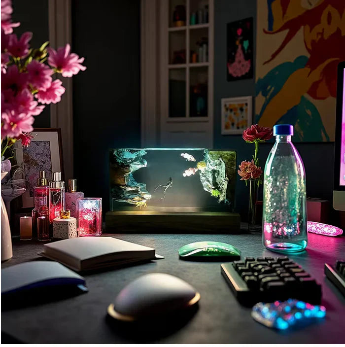 Scuba Diver and Fishes Resin Lamp