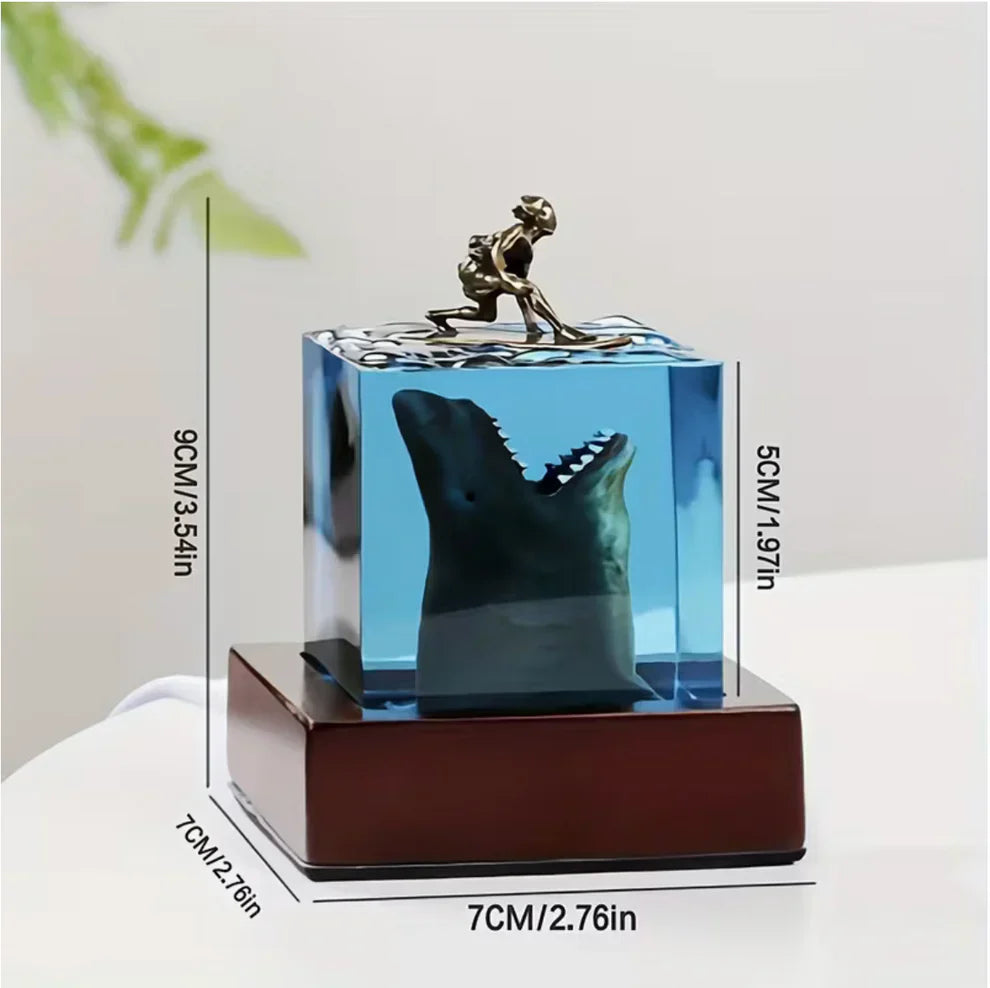 Shark Surfing Resin Lamp