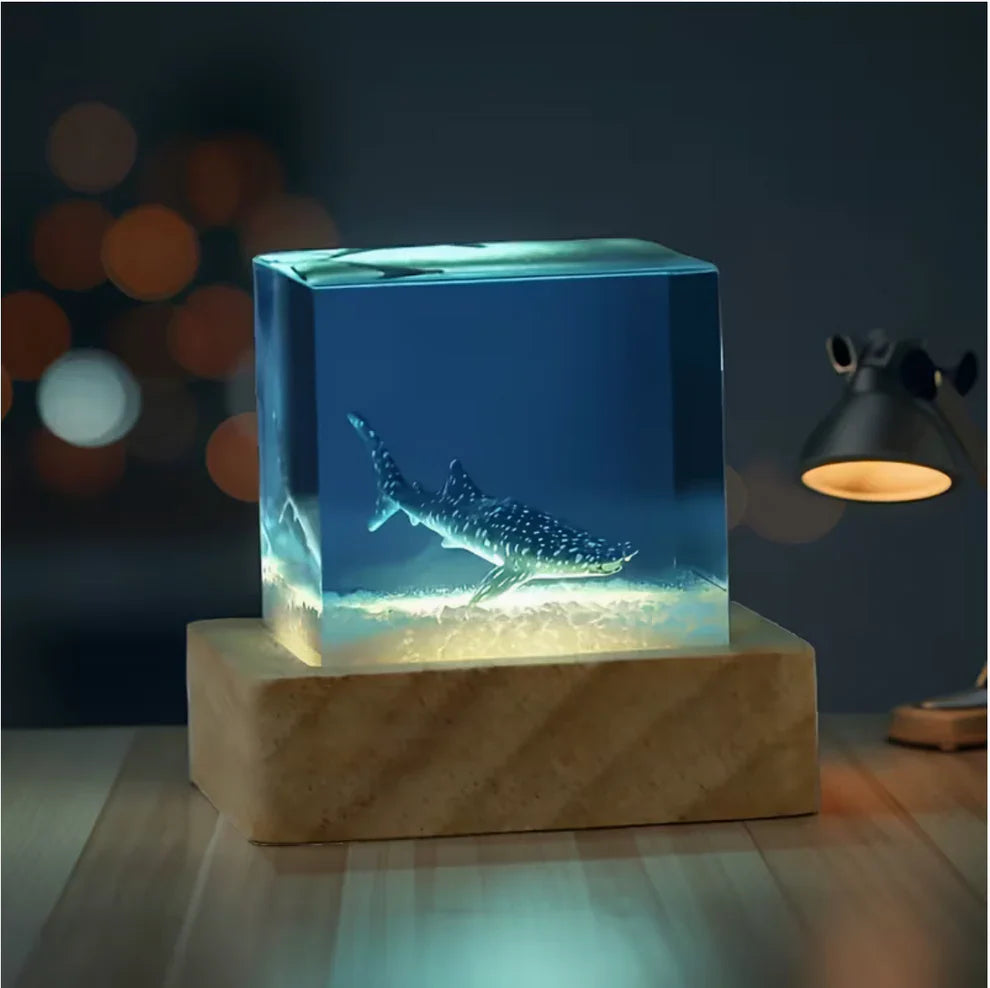 Single Whale Resin Lamp