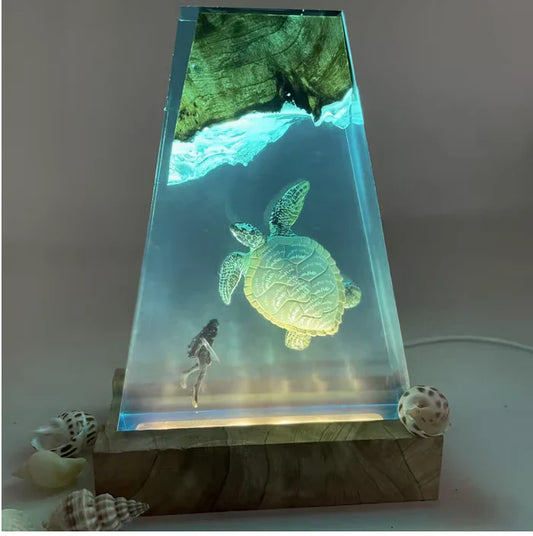 Large Turtle Resin Lamp