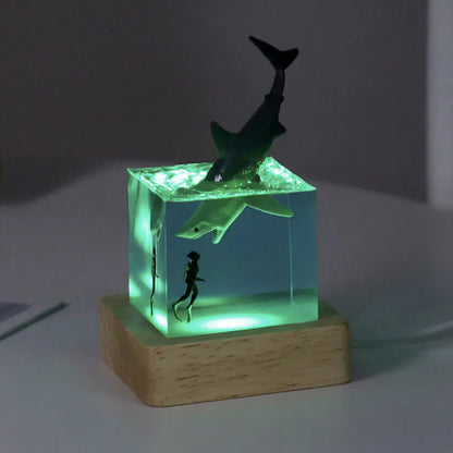 Ocean Resin Night Light Cube