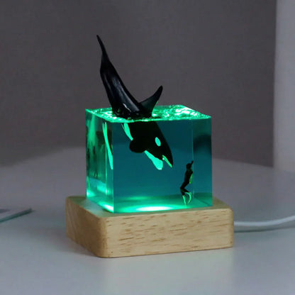 Ocean Resin Night Light Cube