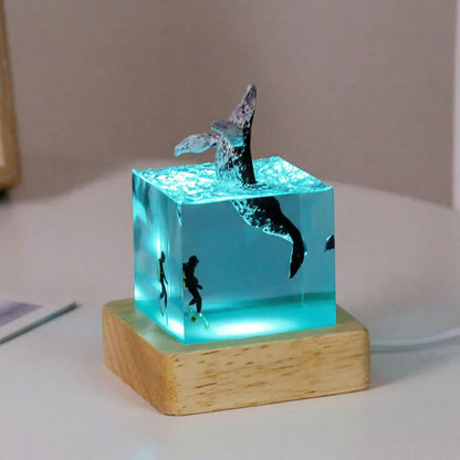 Ocean Resin Night Light Cube