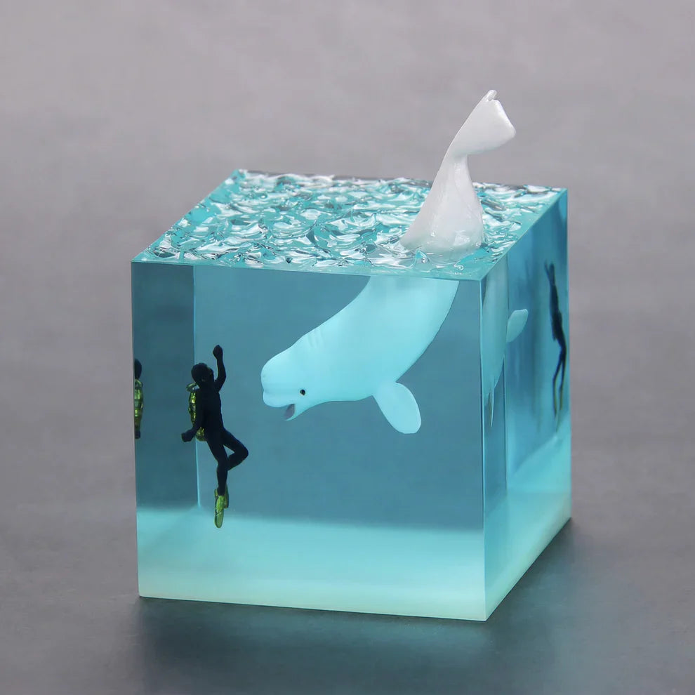 Ocean Resin Night Light Cube