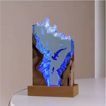 Whale and Diver Resin Lamp